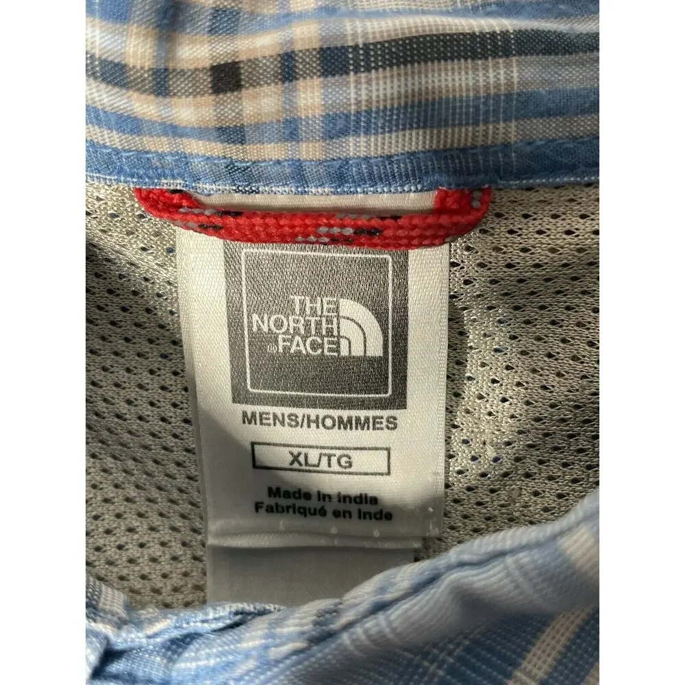 The North Face Men’s Button Down Shirt Short Sleeve Blue Plaid Size XL